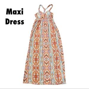 Peach & Red maxi dress